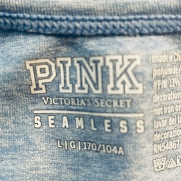 PINK VICTORIA'S SECRET Seamless Long Sleeve Blue Ombré Cropped Athletic Top - Picture 4 of 5